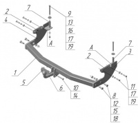 Фаркоп GW 03 для GREAT  WALL Hover  2005-2010, Автос, нагрузка 1200/75 кг. БЕЗ подрезки бампера от магазина ФаркопРос